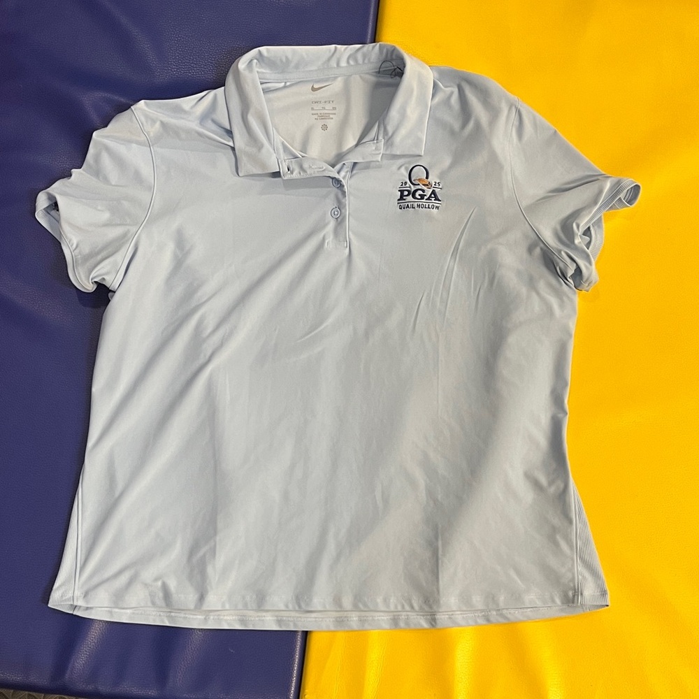 Nike Sky Blue Polo with PGA Logo Quail Hollow 2025 women XL
